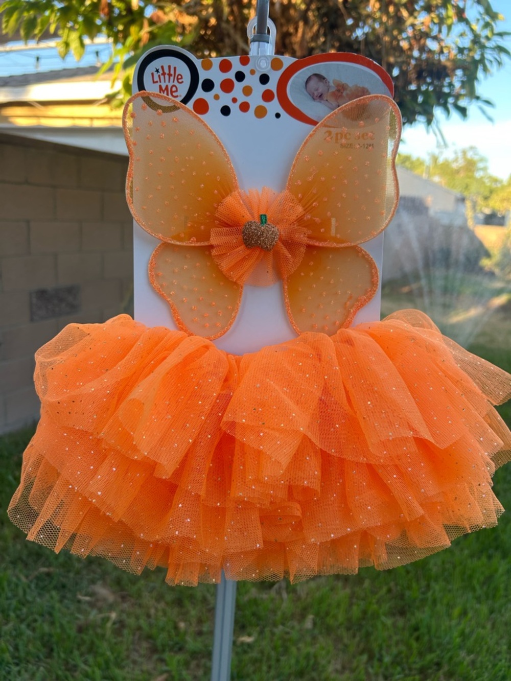 Little Me Orange Pumpkin Fairy Tutu & Wing Set